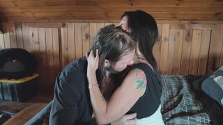 Intimately Kissing Raven Haired MILF