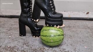 Kat Crushes Watermelon Under her Big Sexy Boots