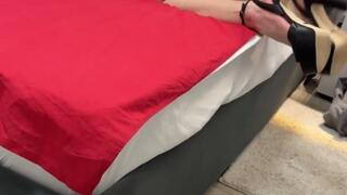 teen Katya hard jump bed and pillow, sexy foot and ass
