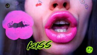 Sticky Messy pinky lipgloss kisses + spit fetish