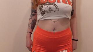 Hooters Girl Belly Button Ring Try On