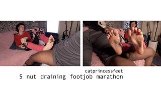 omg 5 nuts back to back! Cat got MrMarathon 5x again! footjob toejob, french tip pedi, size 9 milf feet on BBC, pov 2