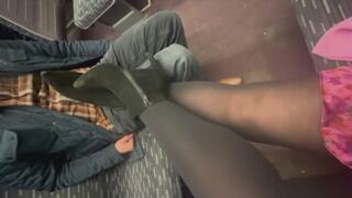 Resting my Stinky Boots on a Random Train Passenger