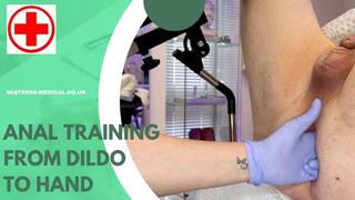 Anal training from dildo to hand