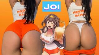 Hooters girl cosplay giving the hottest JOI jerk off instructions wearing tight yoga shorts