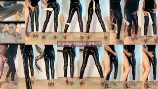 Wife's Punishment - Whipping and spanking her ass and legs in leather pants and highheels [FullHD 60FPS]