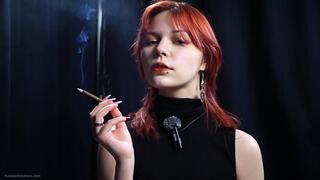 Red Elegance: Yuliana’s Smoking Ritual