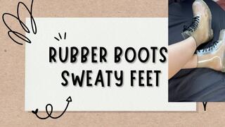 sweaty feet rubber boots transparent