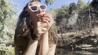 smokin on the dock of the pond