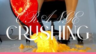 Office Secretary Crushing Balls Oranges In High Heels