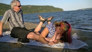 Olga at the beach (mp4)