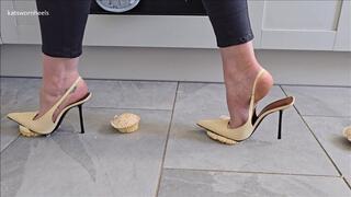 Cake Crush in Designer Saint Laurent Slingback Heels