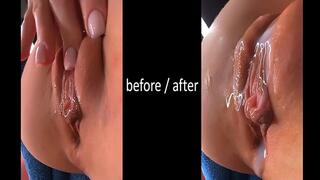 Fucked a tender pussy and filled it with sperm. Unusual point of view