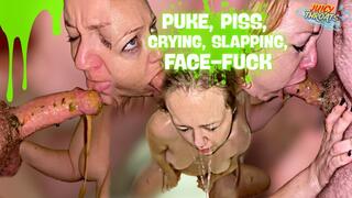 Teen Puke and Piss Humiliation Domination - Insane Filthy Face Fucking