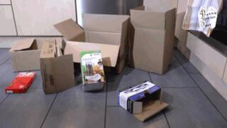 Cardboard boxes under Stilettos