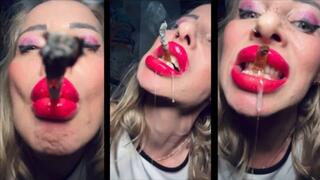 Your good Girl smokes marlboro 100 down to the Filter Full dangling