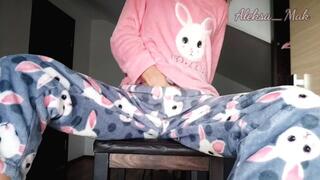 Schoolgirl In Pajamas Teases and Masturbates Pussy