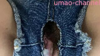 (Horse man's seeding diary) Back cum shot with denim shorts