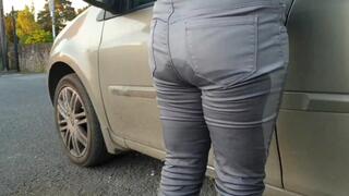 Girl Pissing Her Grey Jeans 5 Times! Jeans Wetting Compilation!