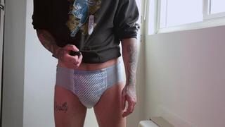 Desperate Diaper Boy Squirms in His Goodnite, Urgent to Go!