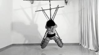 Pulling her panties and making her cum - Shibari suspension ORGASM