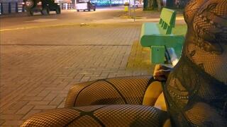 MICRO SHEER DRESS , SITTING WITH OPEN LEGS SHOWING MY PUSSY TO THE DRIVERS