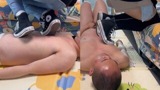 A devoted rug trampled under her sexy black high top converse - full session