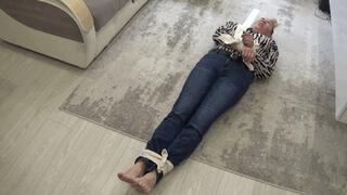 Squashing stretching my face and cheeks with my belly exposed