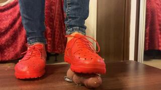 Red gummy summer sneakers