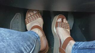 PEDALPUMPING IN BROKEN BROWN SANDALS - PEDAL BRAKE gas pedal