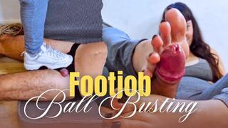 Miss Bimby Gym Sneakers & Sweaty Socks Ballbusting & Footjob (720 - EN Sub)