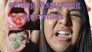 Eating disgusting gummies