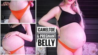 Cameltoe & 9 month pregnant belly