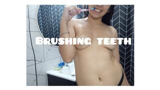 Brushing teeth naked