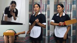 Maid eRica discovers your dirty fetish videos & paddles your ass!