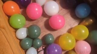 Fifi popping a floor full of balloons making them bulge and burst one by one with teasing and talking wearing Birkenstocks *NEW*