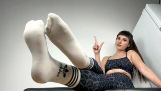 Bratty white socks tease & denial - foot loser humiliation