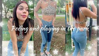 Peeing and playing in the park