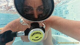 Masturbation in the hot tub with scuba gear with orgasmic momentary blackout!