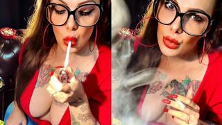 Dunhill White 100 - Audible Inhales and Exhales - Homewrecking Latina Teacher and Her Smoking Boobs