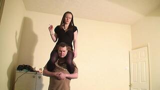 2 Girls Riding The Slaves Shoulders