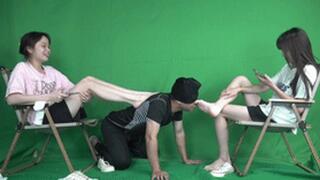 Two goddesses humiliated, stomped, and played with their teacher!