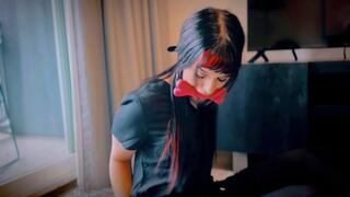Ditria Calls Out Sick But Has An Unplanned Date With Her Stalker (4K) - Ditria Rose - scrubs, sneakers, socks, handgag, bone gag, pink bondage tape