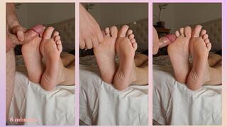 Ending the day with you CUMMING on my SOLES while I RELAX in bed