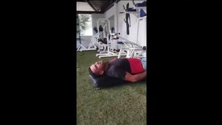 adalovekick doing hard doing domination with her foot at gym