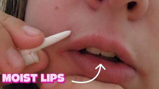 Chapped Lips closeup (licking and wetting the cracks)