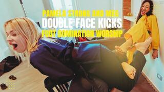 Pamela Strong and Meg double face kicks foot domination and worship
