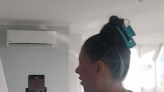 Stevie's backwards mirror selfie sneezes