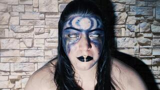 Medieval witch eyes rolling