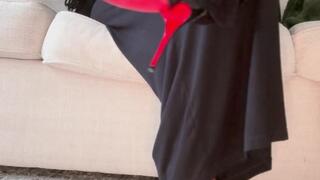Executive Shoeplay: One Heel Dangling Tease on the Couch